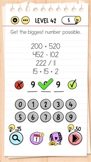 Brain Test : Tricky Puzzles | Level 42 | Get the biggest number possible | #braintestsolution