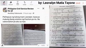 part2: 6 to 8 FRACTIONS - WORD PROBLEMS 6.) Ms. Alvarez inherited 6/7 of his mother's estate. She sold 2/3 of her share. What part of the entire state did she sell? a. 2/3 b. 1/4 c. 2/4 d. 5/6 e. 4/7 7.) A water tank is 7/9 full. When 27 liters of water are drawn out, the tank is 4/9 full. What is the total capacity of the tank in liters? a. 36 b. 54 c. 63 d. 81 e. 72 8.) After 30 minutes of filling the tank, it is already 3/8 full. If the capacity of the tank is 9,600 liters, how many liters of