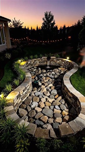 Koi Pond Magic: Dirt Patch to Glowing Paradise #beforeandafter #diy