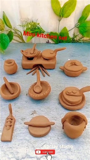 amazing miniature handmade kitchen set with clay |mini kitchen set |#kitchenset #shorts