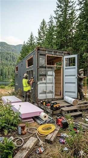 Building My Tiny Home: A Complete Shipping Container Conversion #tinyhouse #shippingcontainer #short
