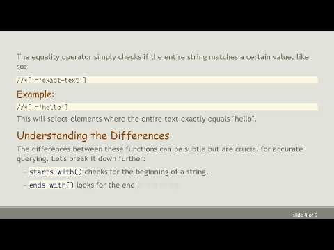 Understanding the starts-with(), ends-with(), and = in XPath: Key Differences