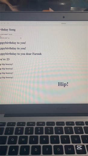 built an interactive birthday song app using HTML, CSS & JavaScript for front-end skills.