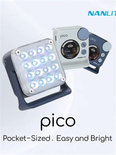 Meet the pico: A full color pocket light designed for creators, featuring a built-in battery, elegant flip design, lightweight body, wide CCT range, rich color options, and multiple lighting effects. Key Features: 1️⃣ Impressive output of 4,211 lux at 0.3m 2️⃣ Equipped with the Nebula C4 Light Engine, with a wide CCT range of 2700K–7500K and ±150 green/magenta adjustment. 3️⃣ Includes14 built-in special effects with customizable parameters in each effect 4️⃣ Weighs only 130g, effortlessly fits i