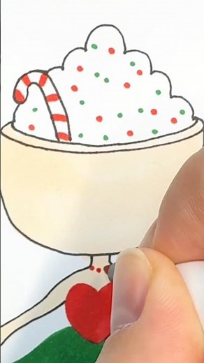 Cute Christmas Ballerina Cappuccino Drawing 🎄 #shorts #drawing