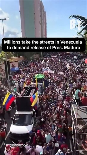 BreakThrough News on Instagram: ""Maduro, hold on, the people are rising!" What mainstream media won’t show you: Millions take to the streets in Venezuela to denounce Saturday’s US attack on Caracas and demand the return of President Nicolás Maduro and First Lady Cilia Flores. Follow ➡️ @btnewsroom #Venezuela #Maduro"