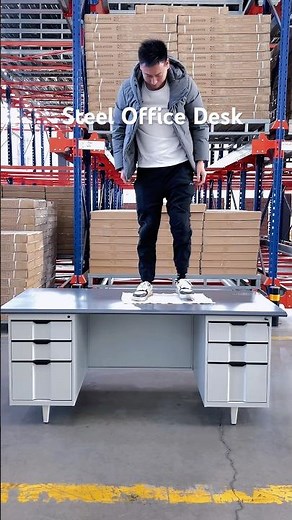 FurniTopper Steel Office Desk with Lockable Drawers – Durable and Secure!