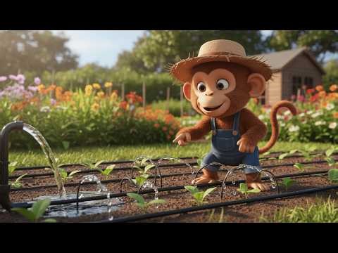 🚜🐒Smart farm monkeys install a drip irrigation system for the garden