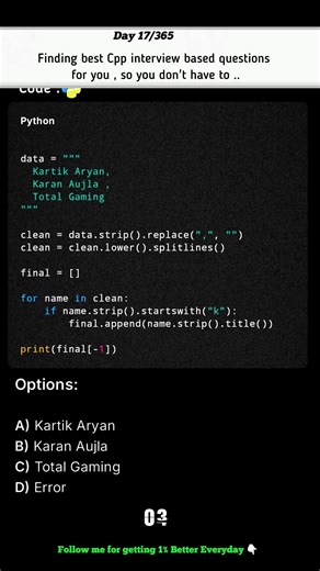 Python Interview Question | Daily Coding Quiz | Shorts ( Day 17 - Video 1 )