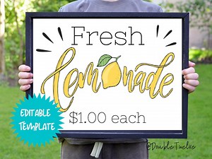 Printable Lemonade Stand Sign, DIY Kid Lemonade, Mobile Drink Cart Signs, Ready to Print | Edit in Canva, Vendor Booth Pricing Sign Template - Etsy
