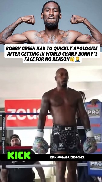 BOBBY GREEN HAD TO QUICKLY APOLOGIZE AFTER GETTING IN WORLD CHAMP BUNNY'SFACE🫣🤦‍♂️#adrienbroner
