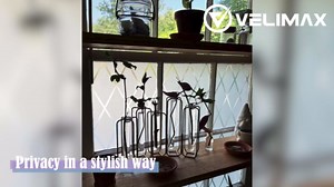 VELIMAX Lattice Frosted Window Film Window Privacy Film Static Cling Window Vinyl Opaque Glass Sticker Non Adhesive Anti-UV 23.6x78.7 inches