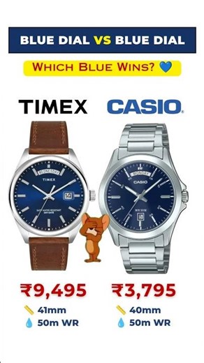 Timex vs. Casio Which Blue Wins? 💙 #watches #watchcollector #wristcheck