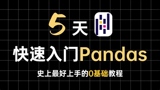 【全27集】5天快速入门Pandas | Pandas数据分析从入门到实战精讲教程，由浅入深（全程干货）