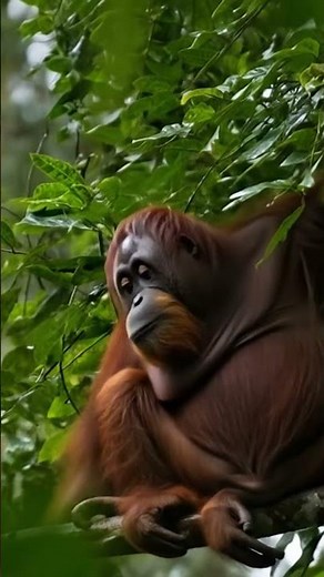 Orangutan Relaxing in the Rain 🌧️ Calm Jungle Ambience #rainoundforsleep #asmrrain #rainambience