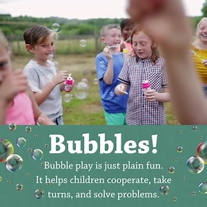Bubble play is just plain fun. It helps children cooperate, take...