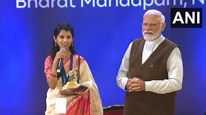 42 reactions · 8 comments | #WATCH | Delhi: At the first ever National Creators Award, Prime Minister Narendra Modi presents the Cultural Ambassador of The Year award to Maithili Thakur at Bharat Mandapam. #PMModi #NationalCreatorsAward2024 #MaithiliThakur #News VC - ANI | TIMES NOW | Facebook