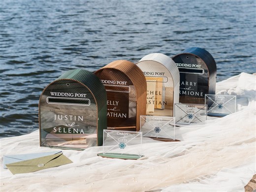 Wedding Post Card Box With Slot, Acrylic Card Box With Print, Reception Wooden Personalized Money Box for Cards, Rustic 2b1wedding Decor - Etsy