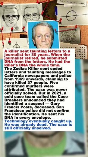 The Zodiac Killer sent DNA in every letter for 30 years. Technology finally caught up. #shorts