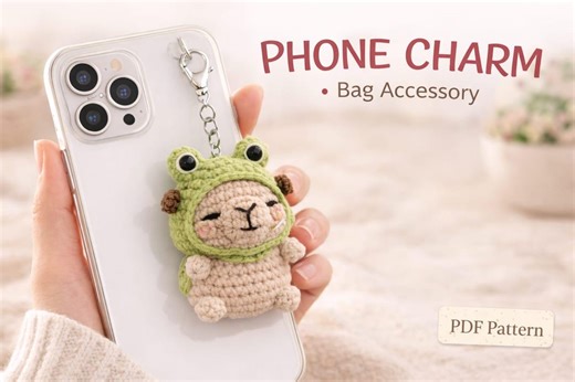 Capybara Crochet Pattern | Frog Strawberry Bag Charm Tutorial (PDF Pattern) - Etsy