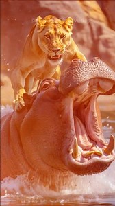 Two Lionesses Try to Hunt a Big Hippo!