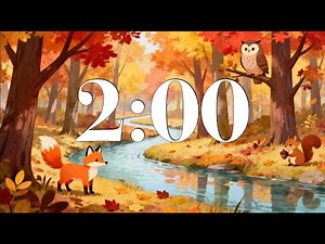 2 Minute Fall Classroom Timer 🍂 Fun Autumn Forest Animals | Calm Piano Music | Focus, Study, School