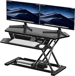 VersaDesk Ultralite Sit-to-Stand Electric Height-Adjustable Desk Riser, 36" x 24", Black