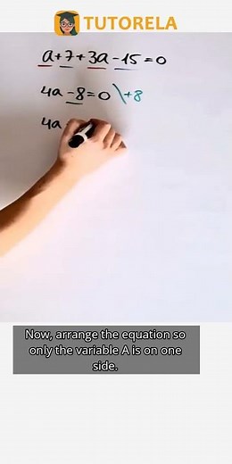 Solve Linear Equation: a + 7 + 3a - 15 = 0 #Math #LinearEquations(oneVariable)