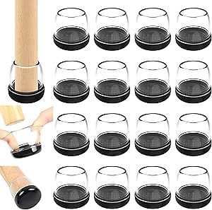 Chair Sliders for Carpet, 16PCS Furniture Sliders for Carpeted Floors & Hardwood Floors, Round Chair Glide Pads for Quickly and Easily Moving Furniture, Protect Floor(Clear, Fit 1.1"-1.4")