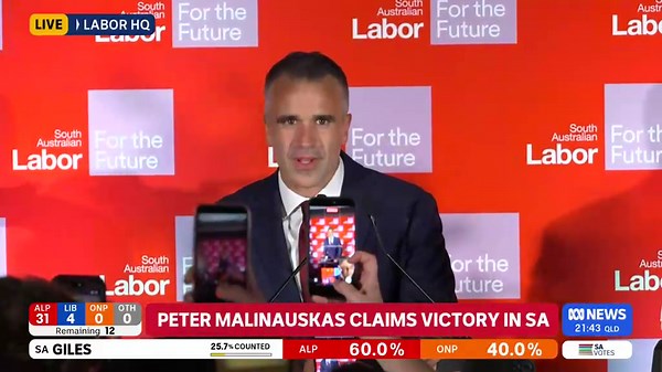 Peter Malinauskas delivers victory speech