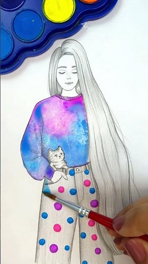 Coloring Cute Girls Dresses 👗#drawing #artwork#رسم#draw#رسومات #drawinggirl
