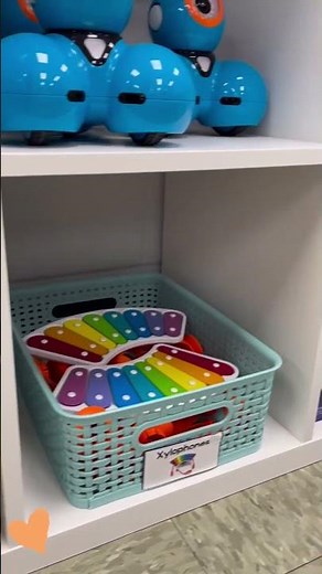 Dash robot charging station and organization of accessories in classroom