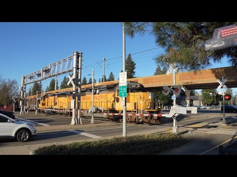 UP 1017 Florin Flyer Local | *New Gate LEDs* S Watt Ave. Railroad Crossing, Sacramento CA