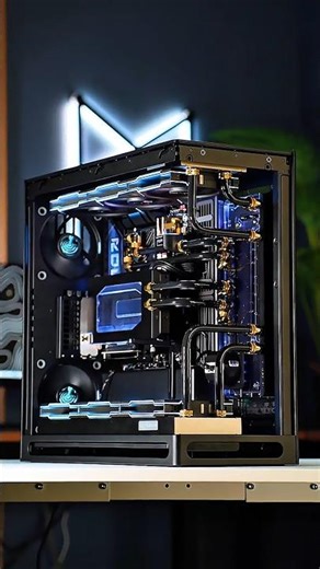 Gold & Black Water Cooled Gaming PC 🔥 #pcbuild #gamingpc #watercooled #pcsetup #pc #computer