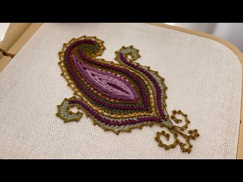 Elegant Paisley Hand Embroidery DesignsTutorial with Basic Embroidery Stitches for Beginners