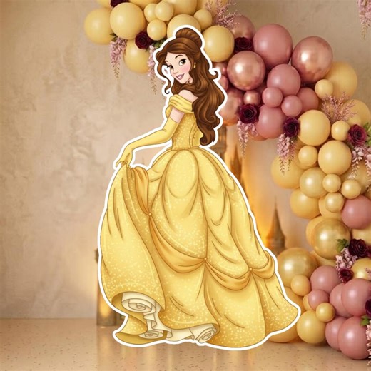 Printable Party Backdrop Prop | Princess Belle Birthday Decoration | Digital Download - Etsy