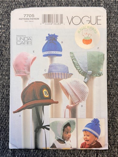 2003 Vogue 7705 Baby Bonnet Sewing Pattern Infant Hat One Size - Etsy