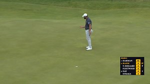 Jon Rahm drains birdie putt on No. 18 at The Open