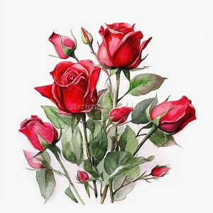 Red Roses Clipart - 10 High Quality JPG Images - Digital Download - Watercolor for Card Making, Wall Art, Digital Paper Craft - Etsy