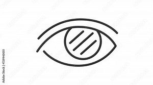 Eye blindness line animation. Cataract animated icon. Vision medical condition. Blind eyesight. Optical healthcare. Black illustration on white background. HD video with alpha channel. Motion graphic
