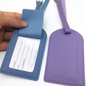 [Hot Item] Hot Sale Popular Leather Luggage Tag Custom Logo Travel ID Colorful Airline Baggage Tag