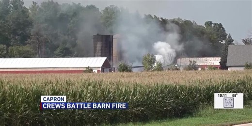 Several crews respond to barn fire in Capron