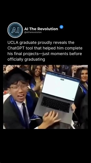 Ai Revolution | Bro has no shame 💀 UCLA graduate celebrates by flexing the ChatGPT he used for his final projects—right before walking the stage. Follow... | Instagram