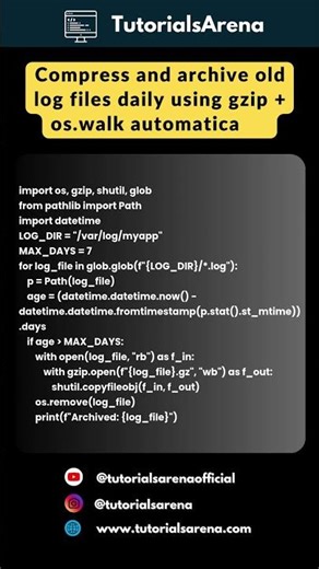 Log Rotation Automation Python | gzip + os Automation