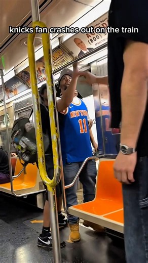 Knicks Fan Crashes Out On The Subway 😭