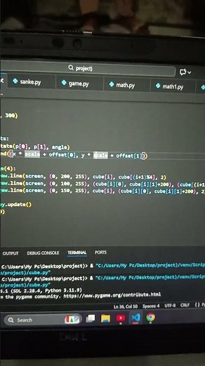 how to create the cube Drawing using pygame in python coding #shortvideo