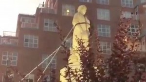 Christopher Columbus statue in Baltimore, Md. toppled on Fourth of July