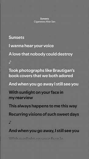 Sunsetz - Cigarettes After Sex (Lyrics)