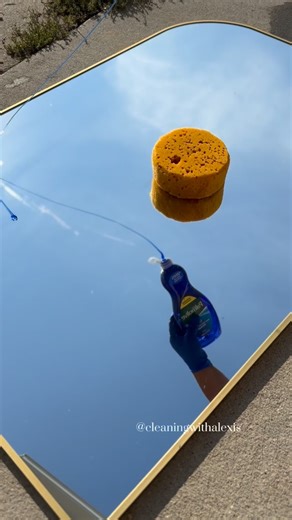 AlexisCleanASMR on Instagram: "ENJOY!Mirror Scrub識 loved scrubbing this mirror  I rinsed well and left no streaks. 殺#clean #cleaning #outside #outdoors #asmr #satisfying #sudsy #suds #sponge #mirror #scrub #cleaninghacks #cleanliving {1:55pm}"