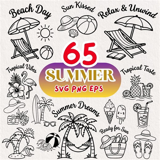 Summer SVG Bundle Beach Day Tropical Vibes Sun Kissed Relax Unwind Summer Dreams - Etsy